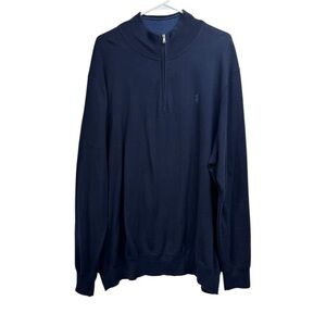 Polo Ralph Lauren Size 2XB Pullover Sweater 1/4 Zip Mock Neck Navy Blue Cotton